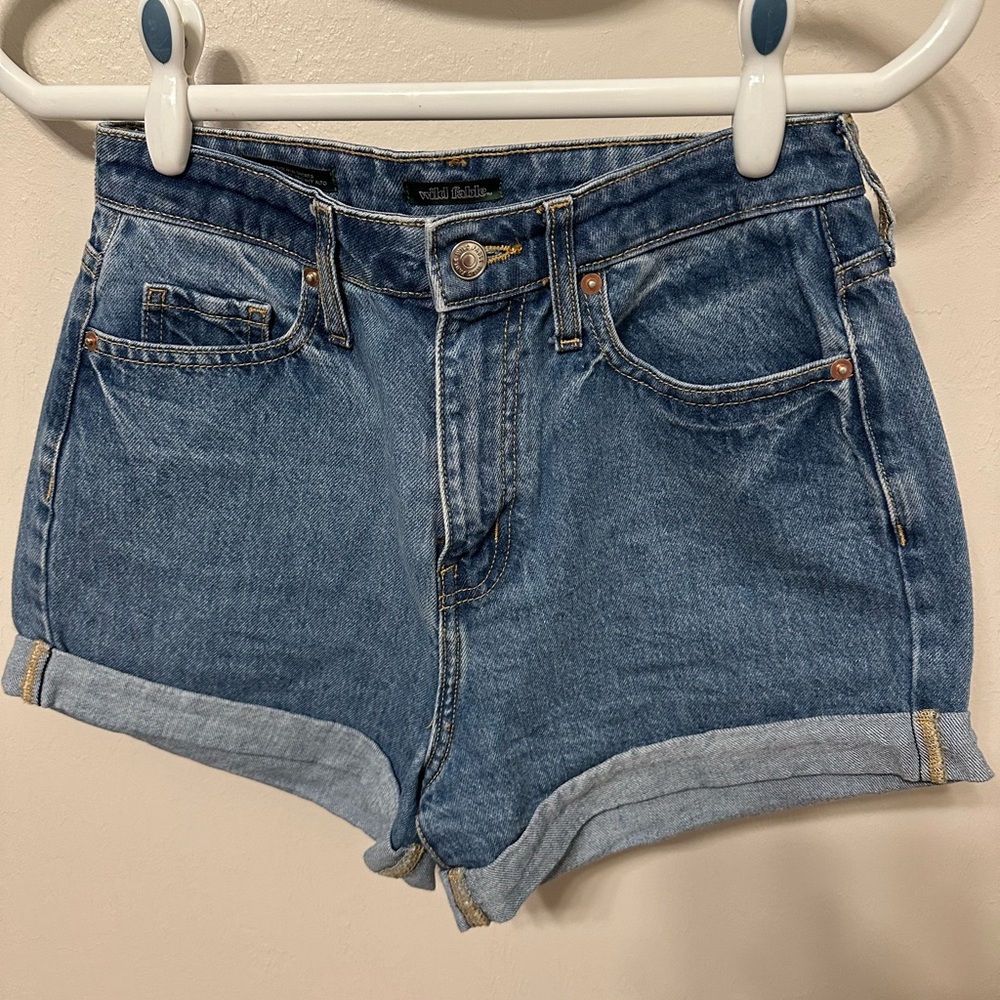 Wild Fable Blue Jean Shorts High-Waisted Cuffed
